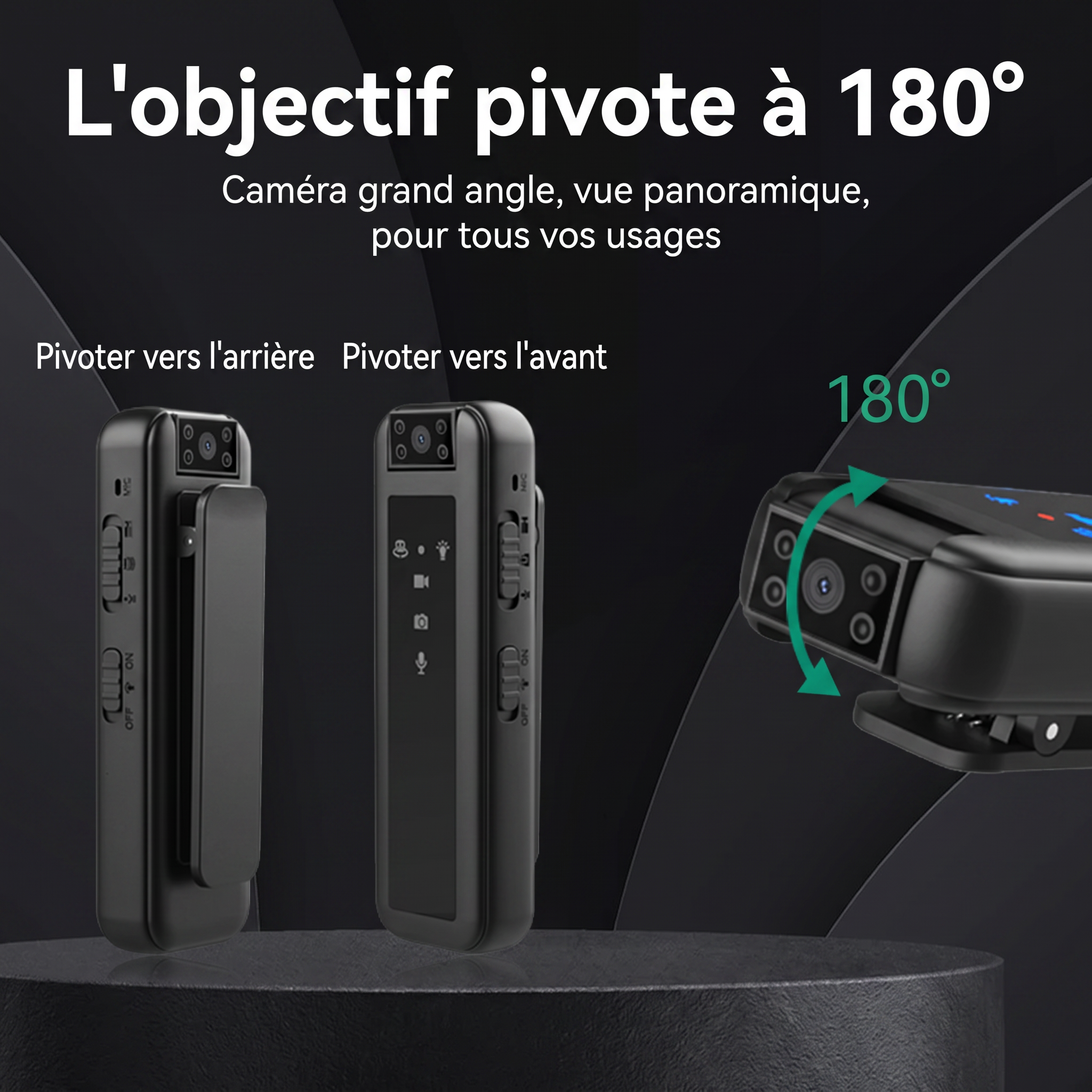 Objectif rotatif à 180 degrés de la dashcam DashProuve